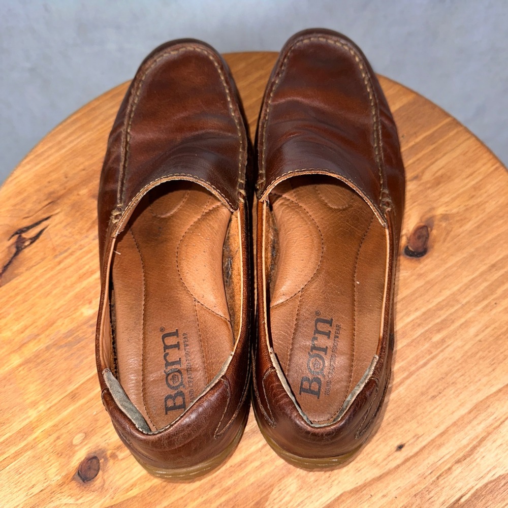 Born Loafers Mens 10.5 Brown Good Leather Slip On Moc Toe H30916 Handcrafted - Picture 13 of 15
